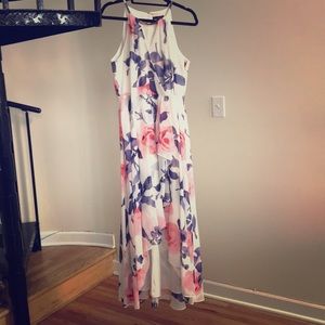 Spring/summer floral high/low chiffon dress